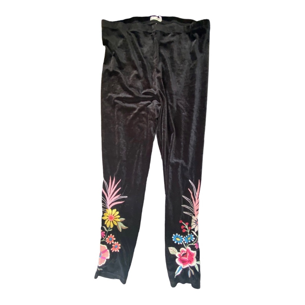 JOHNNY WAS Velour Embroidered Leggings